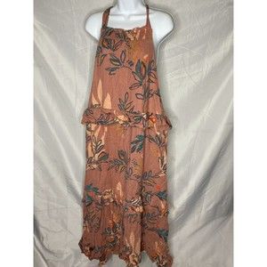 Free People Boho Maxi Abstract Tropical Floral Print Dress